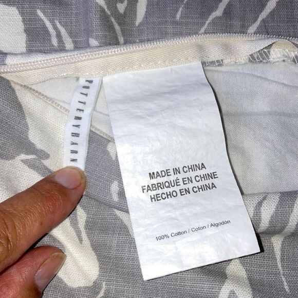 POTTERY BARN Pomegranate Floral Pillow Cream and gray Cover 22 x 22 inches - Picture 8 of 11